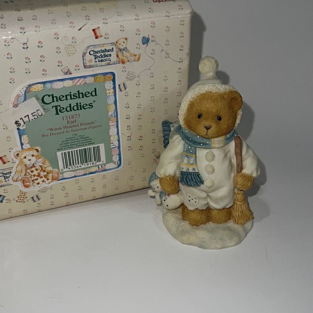 Enesco Cherished Teddies Figurine Earl Model 131873 Warm Hearted Friends Snowman